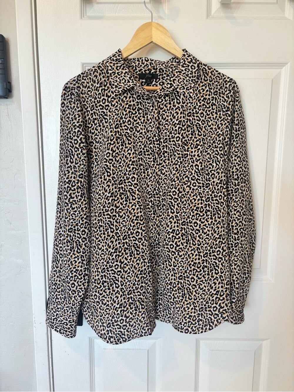 J. Crew Leopard Print Button-Down Shirt in Beige and Black